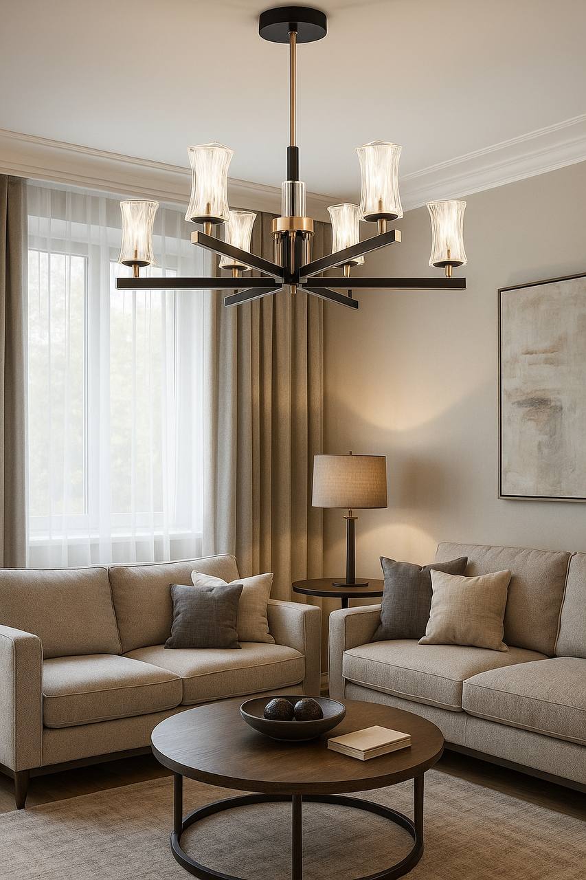 تصویر از لوستر مدرن  با نور چهار حالته و ریموت کنترل